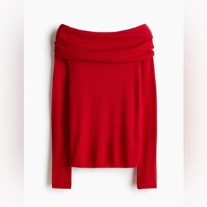 H&M Elegant Red Off-Shoulder Sweater